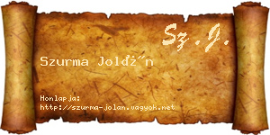 Szurma Jolán névjegykártya