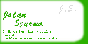 jolan szurma business card